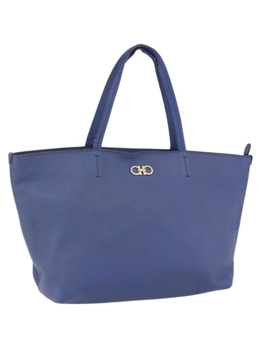 Salvatore Ferragamo Tote Bag Leather Blue Gold